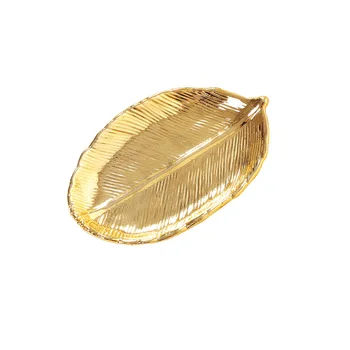 Časopis Gold Leaf Keramické Šperky, Šperky Skladovanie Displej Zásobník Denný Zásobník Foto Rekvizity Malé Darčeky