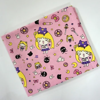 91x145cm Sailor Moon Luna Bavlna Plátno Tkanina Pre Patchwork Šitie Taška Vankúš Obrus Opony Gauč 91 cm*145 cm Peňaženka Textílie