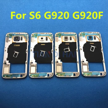 S6 Stredný Zadný Rám Podvozku Doska Rám Späť na Bývanie + SIM kartu Pre Samsung Galaxy S6 G920 G920F Replacemenrt