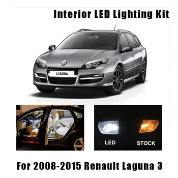 18pcs Canbus bezchybné Auto LED Žiarovky Interiéru Čítanie Dome Light Kit Pre 2008-Renault Laguna III 3 MK3 špz Lampa
