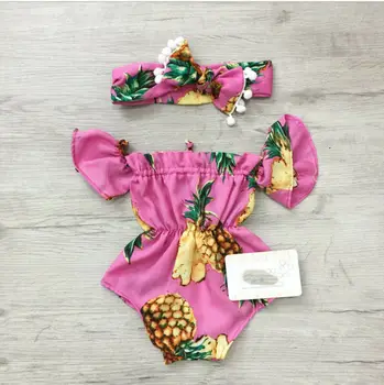 Novorodenca Baby Girl Kvet bez Rukávov, banány, Ananás, Tlač Kombinézach Jumpsuit Playsuit 2 KS Oblečenie Oblečenie