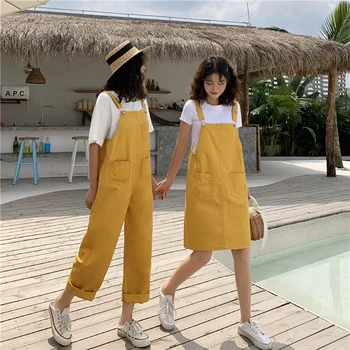 Kórejská verzia dámske džínsové nohavice + tenké nedbalý, sukne priateľka sukne čisto čierna a žltá wild škole štýl