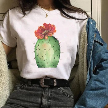 Ženy Lady Tees Grafické Tlače Tlač Roztomilý Rastlina, Kvet Kaktusu Oblečenie, Šaty, Topy Oblečenie Žien T Shirt Dámske Tričko