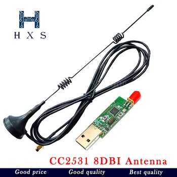 CC2531 Zigbee Emulátor CC-Ladenie USB Programátor CC2540 Sniffer s 8DBI anténa technológie Bluetooth Modul Konektor Downloader Kábel