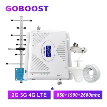GOBOOST Tr kapela celulárnej zosilňovač 850 1900 2600 LTE 4g signál booster 3g 2g KS mobile phoen gsm repeater 2g, 3g, 4g anténu auta
