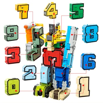 10Pcs Tvorivé Montáž Vzdelávacie Bloky Akcie Obrázok Číslo Transformáciu Robota Nedeformujte Lietadlo Auto Dar, Hračky pre Deti,