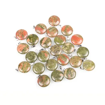Veľkoobchod Kameň Prívesok Kolo Prívesky Opal/Malachit zobrazili kľúčové tlačidlá pre Šperky, Náhrdelníky, Takže 30*20 mm