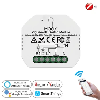 Inteligentný Život Tuya ZigBee 3.0 Smart Light Switch Relé Modul 1 Gang Zigbee+RF Prepínač Modul Diaľkového Pracuje S Alexa Domovská stránka Google