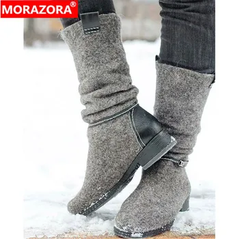 MORAZORA 2020 nový príchod členková obuv pre ženy pošmyknúť na nízke podpätky príležitostná obuv jeseň zimné topánky dámy veľká veľkosť 35-47