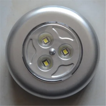 3 LED Strieborná Skriňa Skriňa Lampa Batérie Powered Wireless Stick Ťuknite na položku Dotknite Push Bezpečnosti Kuchyňa Spálňa Nočné Svetlo 1PC