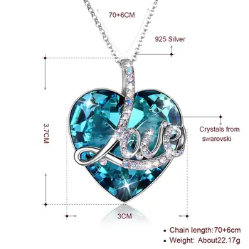 LEKANI Modrá Gem Prívesok Náhrdelníky Ženy Svadobný Náhrdelník 925 Silver Srdce Luxusné Crystal Reťazca kamarátky Klasické Šperky