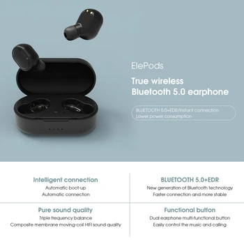 ELEPHONE ElePods Bluetooth 5.0 Pravda, Bezdrôtová Vodotesné Slúchadlá Bluetooth Slúchadlá s Nabíjanie Box