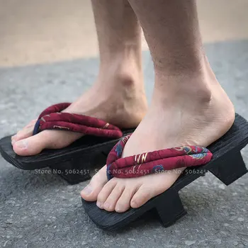 Muži Japonský Naruto Anime Cosplay Sandále Tradičné Dreváky Geta Kamado Nezuko Drevené Topánky Vonkajšie Papuče Samuraj Flip Flops