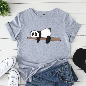 Krásne Panda T-Shirt Plus Veľkosť Žien T Shirt Letné Bavlnené O Krk Krátky Rukáv Tees Ležérne Košele Harajuku Top Dámske Tričko