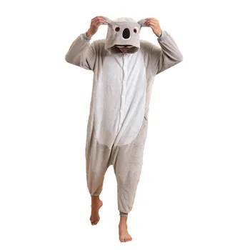 Dospelých Flanelové Kigurumi Zvierat Cosplay Kostým Sivá Koala Onesies Pyžamá Pre Halloween Karneval Maškaráda Vianočný Večierok