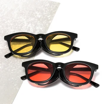 Móda Steampunk slnečné Okuliare Muži Ženy Dizajn Značky Vintage Kolo Odtiene Punk Slnečné Okuliare UV400 Strane Štít Okuliare Gafas de sol