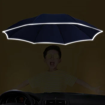 Skladacie Automatického Chodu Dáždnik Dážď Ženy Dámy Auto Big Vetru Obrátený Dáždniky Mužov Noc Reflexné Pásky Parasol 8K