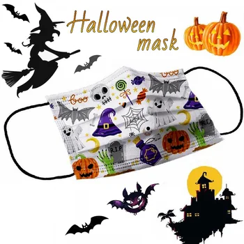 Deti Jednorazové Masku Na Tvár Netkaných 3 Vrstva Filter Maska Vytlačené Halloween Tekvica Ghost Bat Strana Deti Baby Dospelých Úst Masky