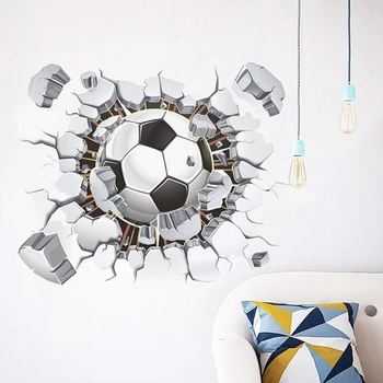 3D Magcial Futbal Rozbité Samolepky na Stenu Domova Obývacia Miestnosť Pre Deti, Domácnosť Ozdobu Nástenné Art 40x50cm CP0594