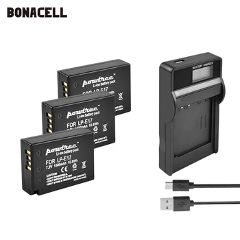 Bonacell 1500mAh LPE17 LP E17 LP-E17 Batérie+LCD Duálny Nabíjačka pre Canon EOS 200D M3 M6 750D 760D T6i T6s 800D 8000D Kiss X8i L50