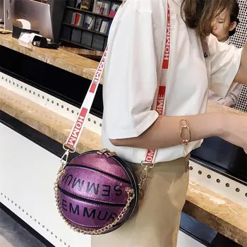 Móda basketbal ženy, tašky cez rameno, dizajnér kolo reťaze dámske kabelky luxusné pu kožené crossbody taška list ženské kabelky