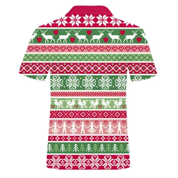 IFPD EÚ Veľkosť Vtipné Vianočné 3D Vytlačené Polo Tričká Mužov Vianoce Tričko Bežné Cartoon Pixel Style Party Krátky Rukáv Polo Shirts