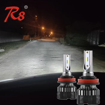 R8 LED Auto Svetlometu Žiarovky H1 H3 H7 H11 H8 H9 HB4 9005 9006 H4 9012 8000LM Auto Predné Lampy 6500K Automobily Svetlomet Svetlá