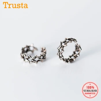 Trusta 925 Sterling Silver Duté Star Ucho Putá Klip na Náušnice Pre Ženy, Dievča Bez Piercing Earings Šperky DS739