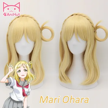【AniHut] Vyzýva Mari Ohara Parochňu Lásku Žiť Svitu Cosplay Parochňu Žlté Syntetické Vlasy Anime LoveLive Svitu Cosplay Vlasy Mari Ohara