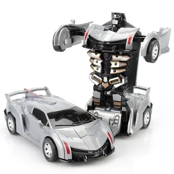 2020 Nový detí jedným tlačidlom vplyv transformátory 5 inerciálnych vplyv transformátory auto robot 13,5 cm