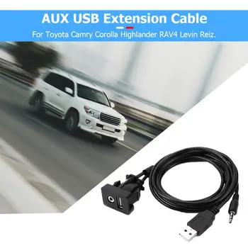 Biurlink 100 CM Auta Dash Flush Mount USB Port, Panel Auto, Loď 3.5 mm AUX, USB Predlžovací Kábel Adaptéra pre Toyota Volkswagen