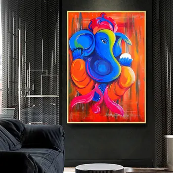 Abstrakt Slony Plátno na Maľovanie Slon Boh Obrazy Hinduistický Boh Plagáty Ganeš Plagát na Obývacia Izba Dekor Wall Art Quadro