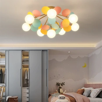 Kvet stropné lampy, detské izby svetlá tvorivé spálňa osvetlenie stropné svietidlo moderného LED Nordic molekulárnej svietidlá