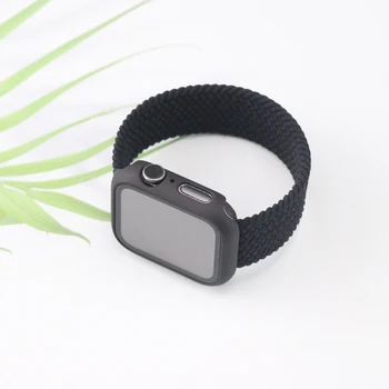 Pletená Sólo Slučky+Chránič puzdro Pre Apple hodinky kapela 44 mm 40 mm 42mm 38mm iWatch série 6 SE 5 4 3 2 1 Nylon Textílie Watchband
