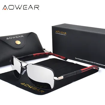 AOWEAR Retro Námestie slnečné Okuliare Mužov Polarizované Zrkadlo Slnečné Okuliare pre Mužov, Ženy 2019 Vintage Odtiene Okuliare Oculos Gafas De Sol