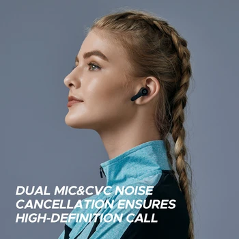 SOUNDPEATS Q Bezdrôtové Slúchadlá Bluetooth 5.0 in-Ear Bezdrôtové Nabíjanie, Slúchadlá s 4-Mic 10 mm Ovládač Dotykové Ovládanie USB-C