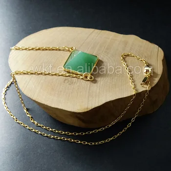 WT-N721 Veľkoobchod 10pcs dvojité balls howlite kameň náhrdelník kúzlo zlato orezania náhrdelník zelená chalcedony náhrdelník ako darček