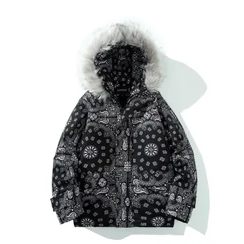 IEFB pánskeho oblečenia hip hop voľné zime teplý kabát pre mužov kešu kvet bavlny vatovaný kabát pribrala kapucňou módne bundy 9Y4267