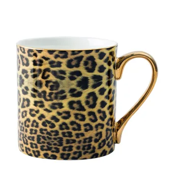 Luxusné Leopard Tlač Stopových Zlata Káva Hrnček Kosti Čína Tenké, Ľahké Raňajky Mlieko Tumbler Top Triedy Darčeka Čaj Vody Piť Pohár