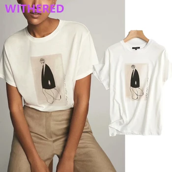 Ochrnutú anglicko high street vintage móda dievčatá oneck bavlna letné tričko ženy harajuku tričko camisetas verano mujer 2020