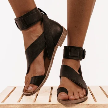 Ženy Sandále Mäkké Kožené Ploché Sandále Pre Letné Topánky Ženy 2020 Nový Gladiator Sandále Ženy Flip Flops Pláži Chaussure Femme