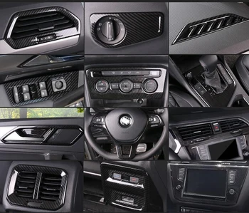 Interiérové Doplnky ABS Uhlíkových vlákien Rukoväť Kanvice Zásuvky Otvor Kryt Výbava Pre Volkswagen VW Tiguan 2017 2018 Ľavej Strane Disku