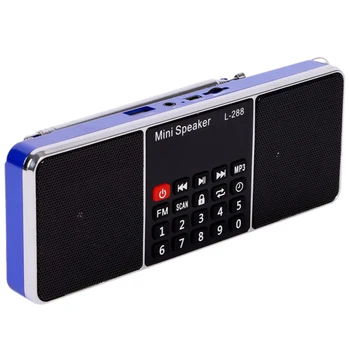 Mini Prenosné Dobíjacie Stereo L-288 FM Rádio Reproduktor LCD Sn Podpora TF Karty, USB Disk, MP3 Prehrávač Hudby Reproduktor(Modrá)
