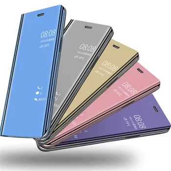 Pre Xiao Poco F2 Pro Telefón Prípade Zrkadlo Flip Prípade Luxusné Lode PU Kožené Stánok plný Kryt Na Ochranu Pocophone X3 NFC