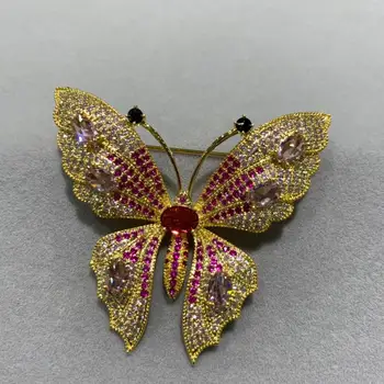 Hmyzu motýľ brošňa medi s kubický zirkón módne šperky pre ženy kabát a šaty doprava zadarmo romantické