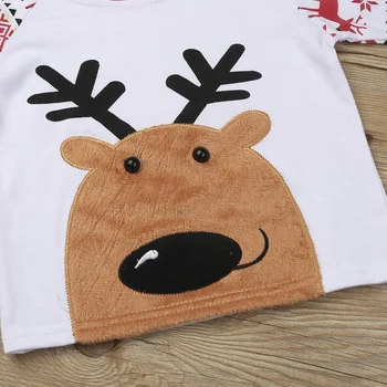 Vianočné Batoľa Dievča Oblečenie, 2 ks Súpravy Bavlna Cartoon Zvierat Elk Dlhý Rukáv T-shirt Topy+tlač Nohavice chlapčeka Oblečenie 0-3Y