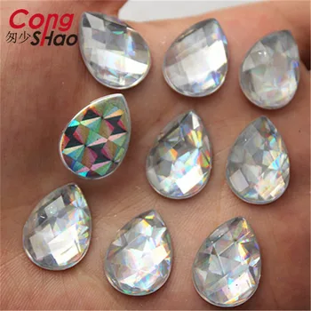 Cong Shao 200PCS 13*18 mm Rádium farba Drop Akryl Oválne Kamienkami Flatback Kryštály, Kamene Pre Plavidlá, Oblečenie, Dekorácie CS321