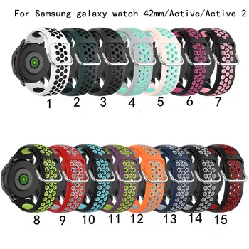 20 mm 22 mm priedušná Silikónové Popruh na Zápästie Band galaxy sledovať 42mm Vymeniteľné pre Samsung active2/Active Smart hodinky