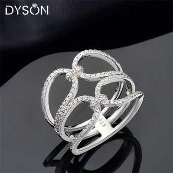 Dyson Skutočné 925 Sterling Silver Jednoduché Stohovateľné Prstene Pre Ženy Geometrické Jasné, Zirkón Módne Acecessories Šperky Veľkoobchod