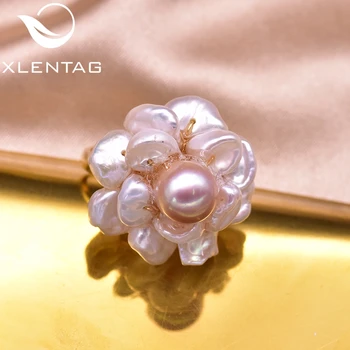 XlentAg Prírodná Biela Vysokej Kvality Barokový Pearl Flower Krúžky Ružových Perál Pre Ženy Zapojenie Boho Darčeky Luxusné Šperky GR0237